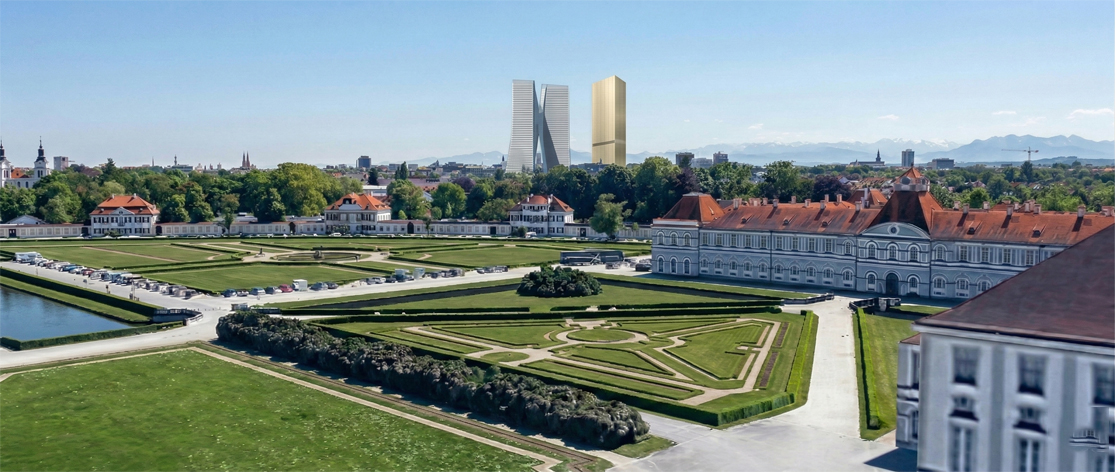 View from Nymphenburg Palace toward Golden Tower Munich